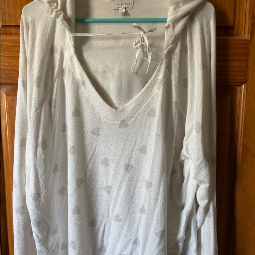 Lucky Brand White Heart Pattern Sweater